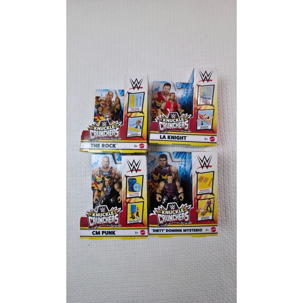 WWE Knuckle Crunchers,THE ROCK, LA KNIGHT , CM PUNK, "DIRTY" DOMINIK 1 Per case